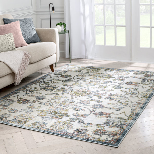 Well Woven Farah Power Loom Blue/Ivory Rug Wayfair